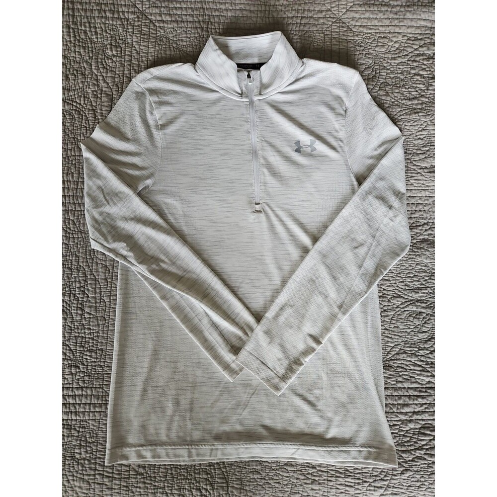 Under Armour Shirt Mens Small Gray Long Sleeve 1/4 Zip Loose Fit Heat Gear